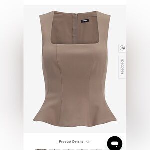 Express Taupe Square-Neck Peplum Shell